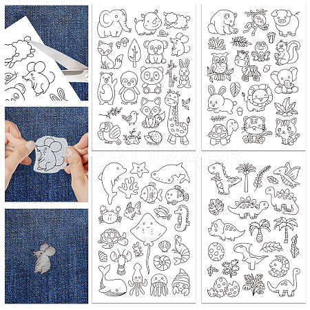 4 Sheets 11.6x8.2 Inch Stick and Stitch Embroidery Patterns DIY-WH0455-015-1