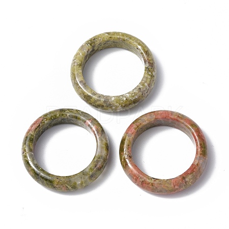 Natural Unakite Plain Band Ring RJEW-P044-01A-05-1