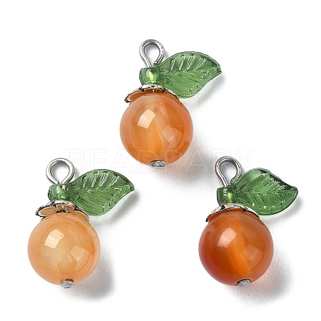 Natural Carnelian Fruit Pendants PALLOY-TA00077-03-1