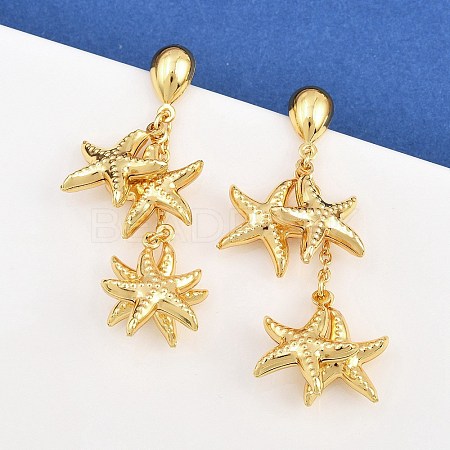 304 Stainless Steel Dangle Stud Earrings EJEW-P325-05F-G-1