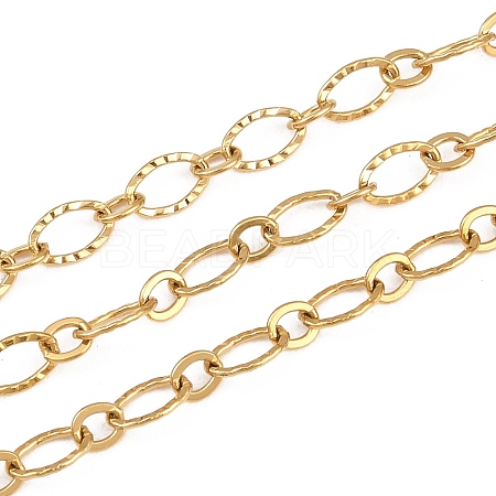 304 Stainless Steel Textured Oval Link Chains CHS-P028-11G-1