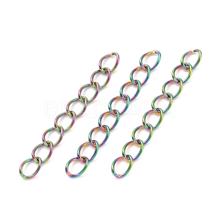 Ion Plating(IP) 304 Stainless Steel Curb Chains Extender STAS-WH0032-02B-M-1