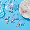 Turtle/Starfish Alloy Enamel Wine Glass Charms AJEW-JO00199-5