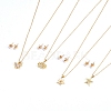 Brass Cubic Zirconia Pendant Necklace & Stud Earring Jeweley Sets SJEW-L154-10G-1