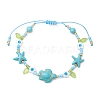 2Pcs 2 Colors Ocean Theme Synthetic Turquoise & Glass Seed Beaded Bracelets BJEW-MZ00305-4