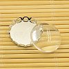Brass Cabochon Settings and Flat Round Transparent Clear Glass Cabochons KK-X0003-P-RS-5