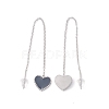 Long Chain with Enamel Heart Dangle Stud Earrings EJEW-A067-01P-A-2