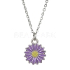 Alloy Enamel Sunflower Pendant Necklace with 304 Stainless Steel Chains NJEW-JN04412-02-5