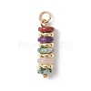 Natural Green Aventurine & Rose Quartz & Lemon Jade & Red Jasper & Jade & Synthetic Malachite & Brass Disc Pendants PALLOY-JF04941-2