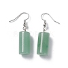 Natural Green Aventurine Cylindrical Dangle Earrings EJEW-D188-01P-08-2