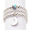 3Pcs 3 Style Natural White Jade & Synthetic Hematite Beaded Stretch Rings Set with Crescent Moon Charm RJEW-JR00469-01-1