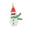 2Pcs 2 Colors Christmas Glass Seed Beaded Snowman Pendants PALLOY-MZ00940-2