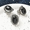 Natural Obsidian Adjustable Rings RJEW-I108-01AS-17-2