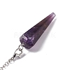 Natural Amethyst Hexagonal Pointed Cone Dowsing Pendulum Pendants G-G983-05P-01-4