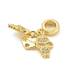 Rack Plating Brass Pave Cubic Zirconia European Dangle Charms KK-Z067-43G-2