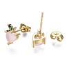 Brass Micro Pave Cubic Zirconia Stud Earrings EJEW-S210-003-NR-2