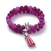 Dyed Natural Chalcedony Round Beads Stretch Bracelets Set for Girl Women BJEW-JB07058-4