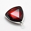 Silver Color Plated Brass Glass Triangle Pendants GLAA-J012-S-3