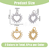 12Pcs 2 Colors Brass Micro Pave Clear Cubic Zirconia Pendants KK-DC0003-34-2