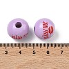 Valentine's Day Spray Painted & Printed Wood European Beads WOOD-L023-03D-3