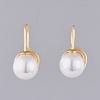 Brass Vortex Dangle Earrings with Acrylic Pearl Ear Nuts EJEW-JE03927-2