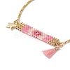 Handmade Japanese Seed Rectangle & Star & Tassel Charms Slider Bracelet BJEW-MZ00013-02-2