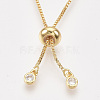Adjustable Brass Cubic Zirconia Slider Bracelets BJEW-S142-01A-G-4