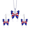 Independence Day Zinc Alloy Enamel & Rhinestone Pendant Necklaces & Dangle Earrings Sets FS-WG64DB3-06-1