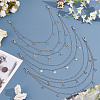 4Pcs 4 Styles Brass & 304 Stainless Steel Double Layer Chains for Jeans Pants with Alloy Star Charms AJEW-GO00009-4