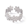 304 Stainless Steel Ring Flower Wrap Open Cuff Ring for Women RJEW-C045-17P-2
