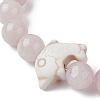 Natural Rose Quartz & Synthetic Turquoise Dolphin Beaded Stretch Bracelets BJEW-JB09830-02-3