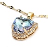 Tiger Head Light Gold Brass Micro Pave Cubic Zirconia Pendant Necklaces NJEW-E105-18KCG-03-1