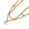 304 Stainless Steel Herringbone & Figaro Chains Double Layer Necklace with Butterfly Charms for Women NJEW-P269-13G-3