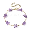 Natural & Synthetic Mixed Gemstone Chips Beaded Link Chain Bracelet BJEW-JB09972-3