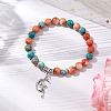 Synthetic Ocean White Jade Round Beaded Charm Bracelets for Women BJEW-JB11372-1