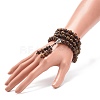 Natural Wood & Coconut Beaded Four Loops Wrap Bracelet Necklace with Gourd BJEW-JB08539-3