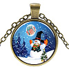 Christmas Theme Glass Pendant Necklaces NJEW-J056-B952-AB-1