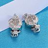 Platinum Plated Sterling Silver Flower Box Clasps STER-K014-H693-P-3