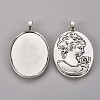 Tibetan Style Alloy Pendant Cabochon Settings TIBEP-5342-AS-FF-1