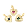 Heart Brass Micro Pave Cubic Zirconia European Dangle Charms OPDL-L023-001G-1
