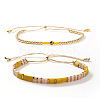 Summer Adjustable Glass Rectangle Tile Beaded Slider Bracelet Sets JD2335-1-3