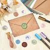 Brass Wax Seal Stamps with Wood Handle AJEW-WH0412-0169-4