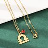 304 Stainless Steel Glass Drill Birth Stone Constellation Pendant Necklaces STAS-D305-08G-G-1