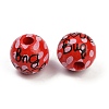 Painted Wood European Beads WOOD-F017-04E-2