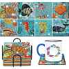 DIY Marine Animal Theme Diamond Painting Square Wood Cup Mat Kits DIY-H163-05-1