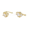 Heart Brass Micro Pave Cubic Zirconia Cuff Earrings for Women EJEW-E308-01G-1