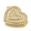 Rack Plating Brass Micro Pave Clear Cubic Zirconia Heart Links Connector Charm KK-P287-52G-03-2