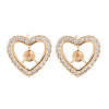 Brass Micro Pave Clear Cubic Zirconia Stud Earring Findings KK-S364-282-1