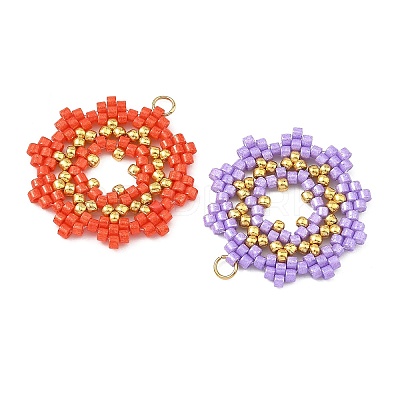 Glass Seed Beaded Pendants PALLOY-MZ01411-1