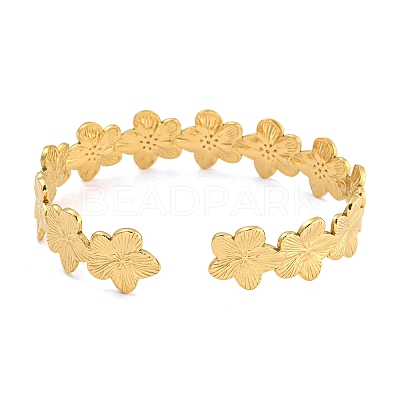 Real 18K Gold Plated 304 Stainless Steel Cuff Bangles BJEW-L695-001G-04-1